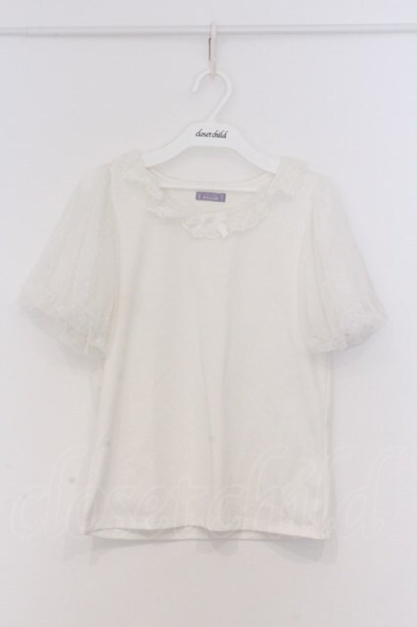 画像1: axes femme kawaii / チュールフリルカットソー  シロ O-26-02-18-1021-AX-TO-IG-OS (1)