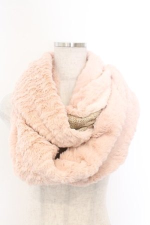 画像: axes femme / ボアニットスヌード 180×29cm ピンク×ベージュ O-26-02-18-1003-AX-ZA-IG-OS