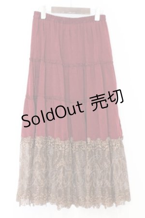 画像: axes femme / 裾レースティアードスカート  ワイン O-26-02-18-1022-AX-OP-IG-OS