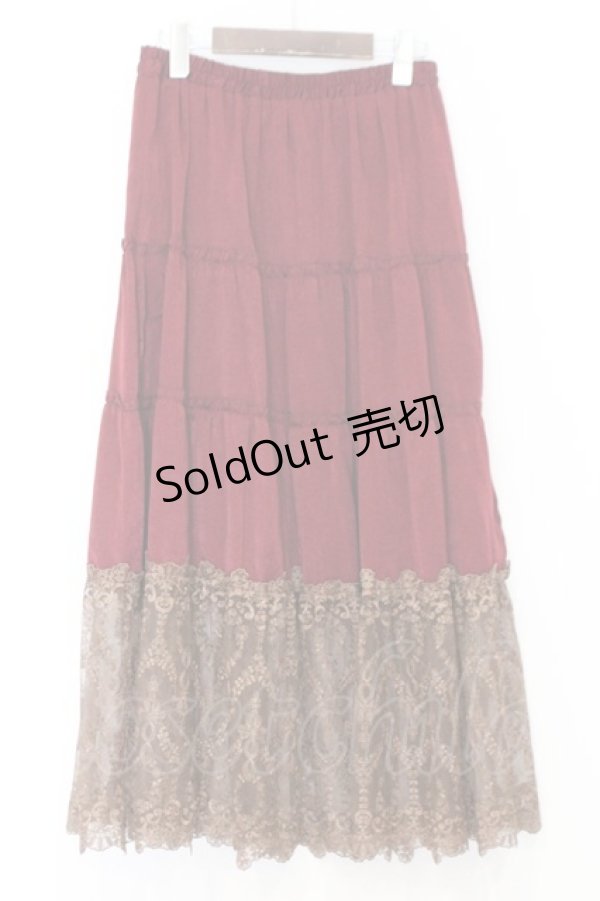 画像1: axes femme / 裾レースティアードスカート  ワイン O-26-02-18-1022-AX-OP-IG-OS (1)