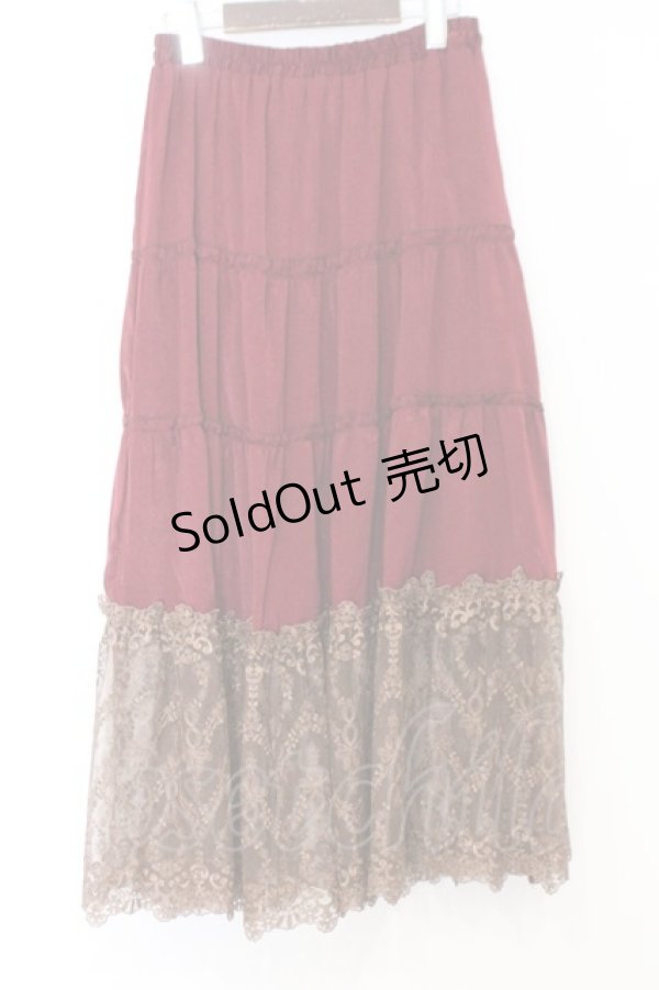 画像3: axes femme / 裾レースティアードスカート  ワイン O-26-02-18-1022-AX-OP-IG-OS (3)