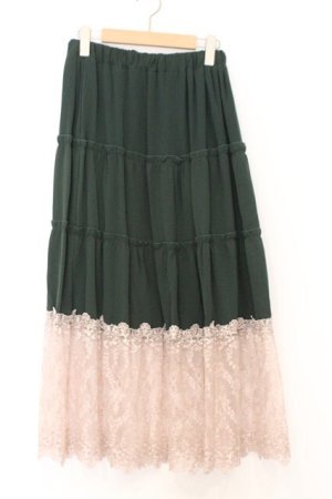 画像: axes femme / 裾レースティアードスカート M グリーン O-26-02-18-1023-AX-SK-IG-OS