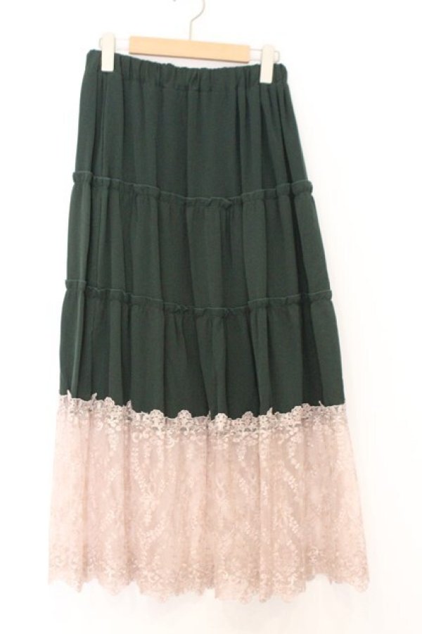 画像1: axes femme / 裾レースティアードスカート M グリーン O-26-02-18-1023-AX-SK-IG-OS (1)