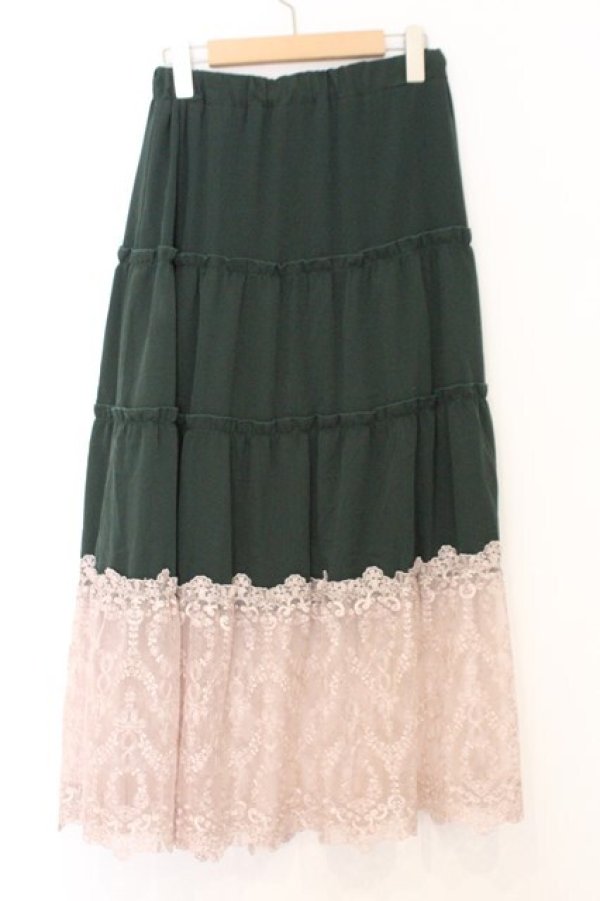 画像3: axes femme / 裾レースティアードスカート M グリーン O-26-02-18-1023-AX-SK-IG-OS (3)