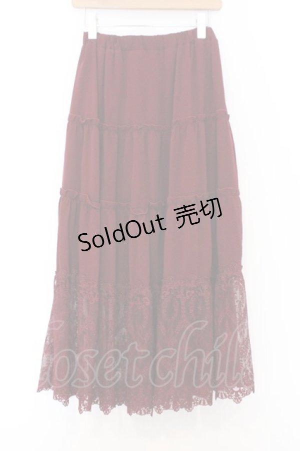 画像3: axes femme / 裾レースティアードスカート M ワイン O-26-02-18-1024-AX-SK-IG-OS (3)