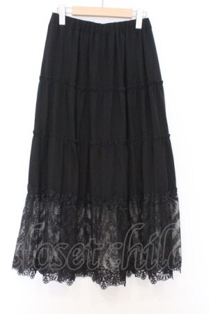 画像: axes femme / 裾レースティアードスカート  クロ O-26-02-18-1025-AX-SK-IG-OS