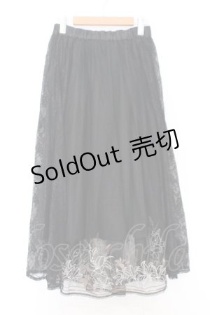画像: axes femme / リリー柄チュール刺繍スカート M クロ O-26-02-18-1026-AX-SK-IG-OS