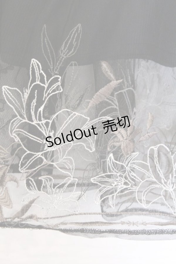 画像2: axes femme / リリー柄チュール刺繍スカート M クロ O-26-02-18-1026-AX-SK-IG-OS (2)