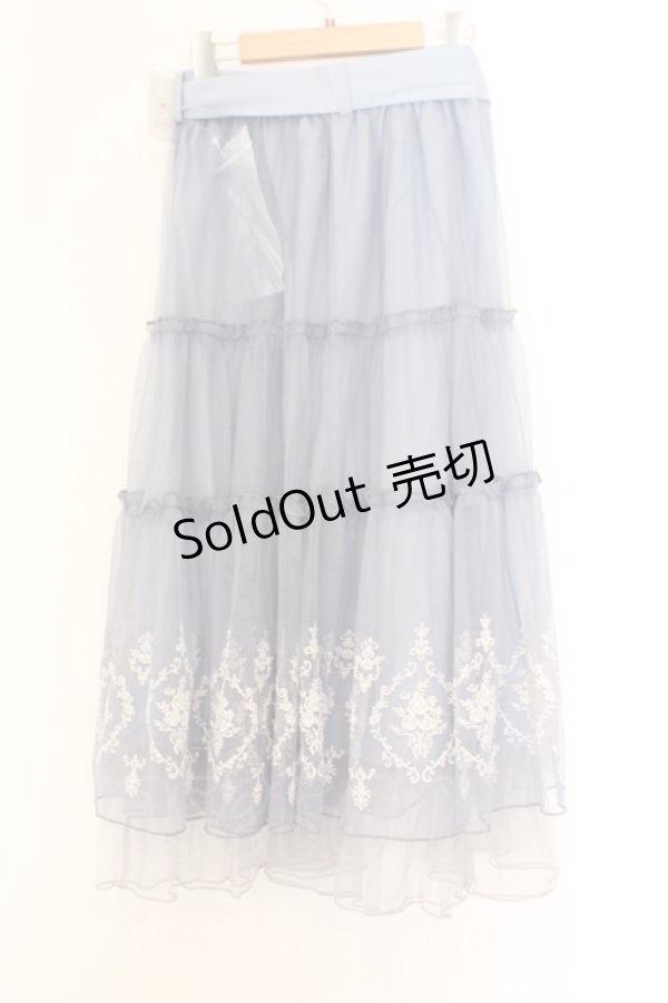画像3: axes femme / ローズ刺繍チュールスカート  サックス O-26-02-18-1027-AX-SK-IG-OS (3)