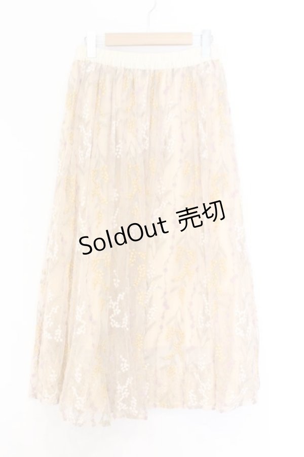 画像1: axes femme / 刺繍チュールスカート  ベージュ系 O-26-02-18-1030-AX-SK-IG-OS (1)