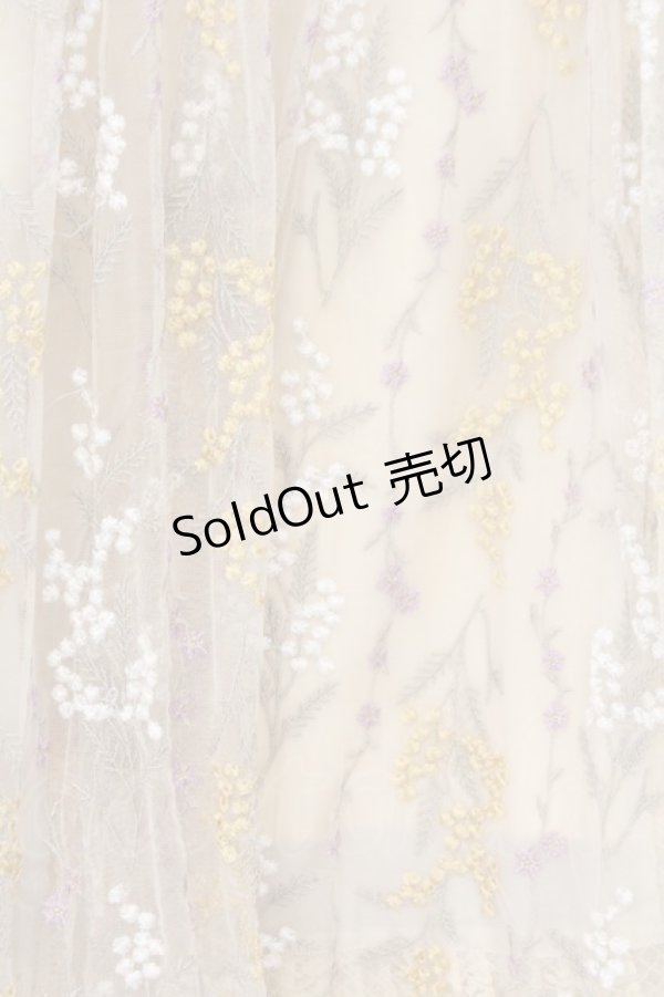 画像2: axes femme / 刺繍チュールスカート  ベージュ系 O-26-02-18-1030-AX-SK-IG-OS (2)