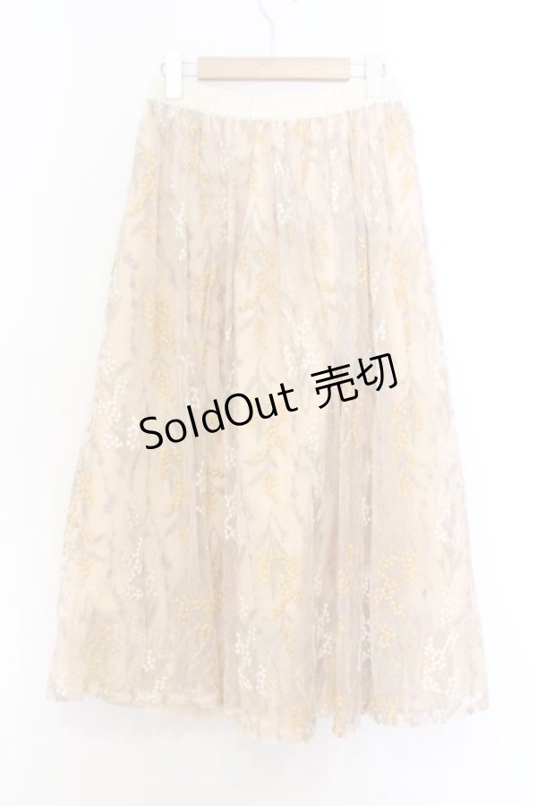 画像3: axes femme / 刺繍チュールスカート  ベージュ系 O-26-02-18-1030-AX-SK-IG-OS (3)