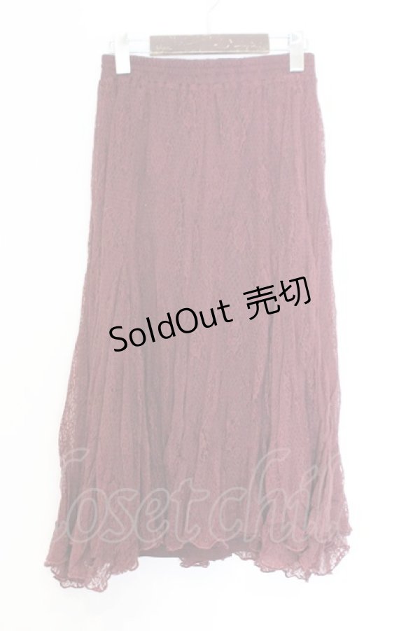 画像1: axes femme / レーシーロングスカート  ワイン O-26-02-18-1032-AX-SK-IG-OS (1)