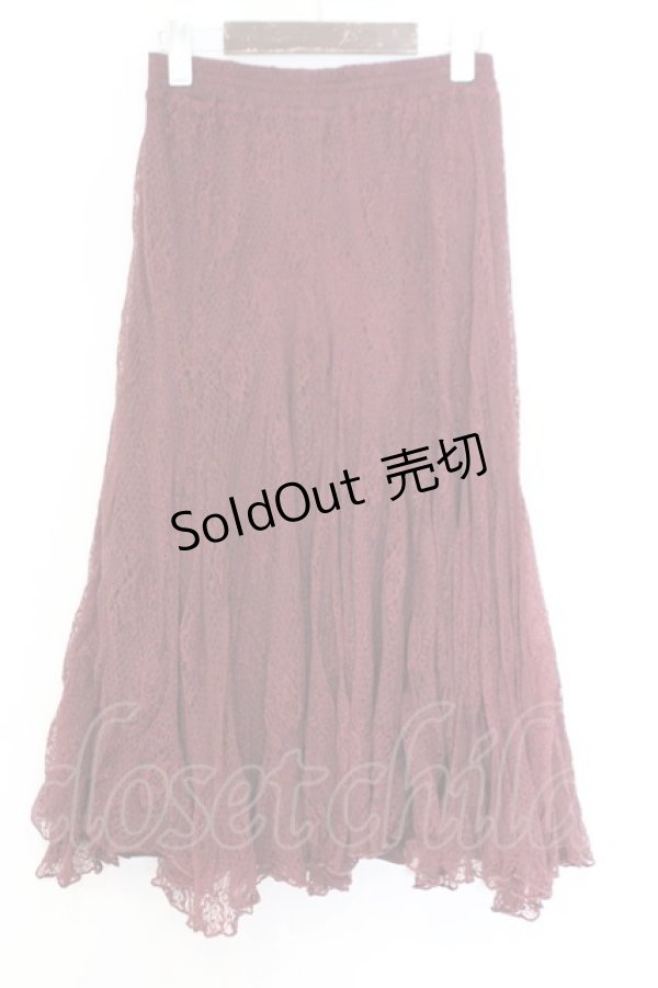 画像3: axes femme / レーシーロングスカート  ワイン O-26-02-18-1032-AX-SK-IG-OS (3)