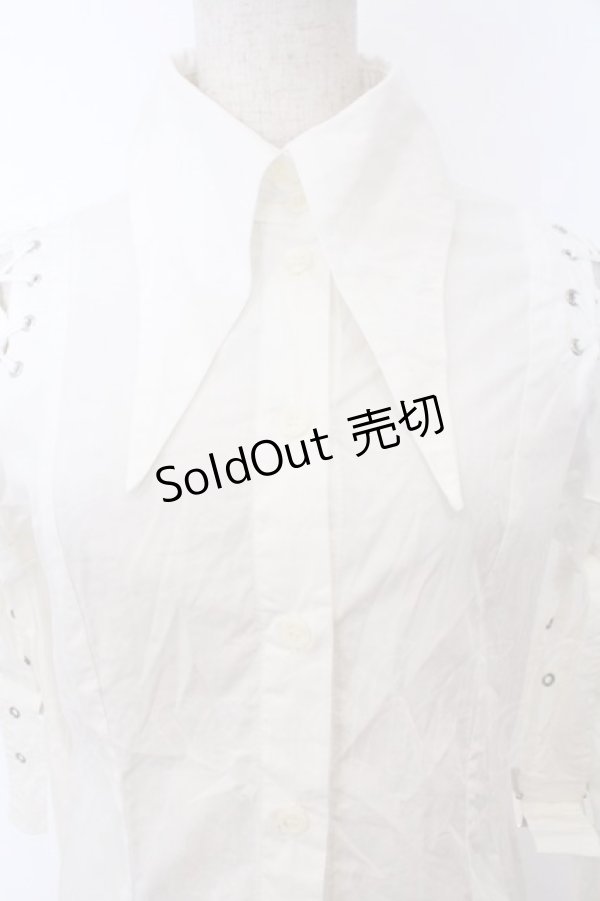 画像2: BPN / フィッシュテールベルテッドブラウス M ホワイト O-26-02-18-008-GO-BL-IG-OS (2)