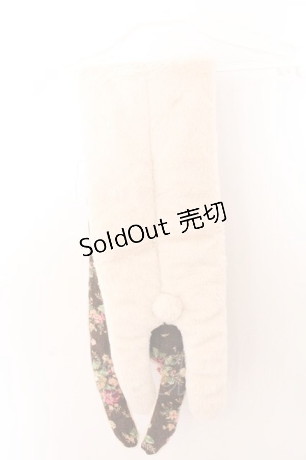 画像4: axes femme / うさぎマフラー  アイボリー×ブラウン O-26-02-18-009-AX-ZA-IG-OS (4)