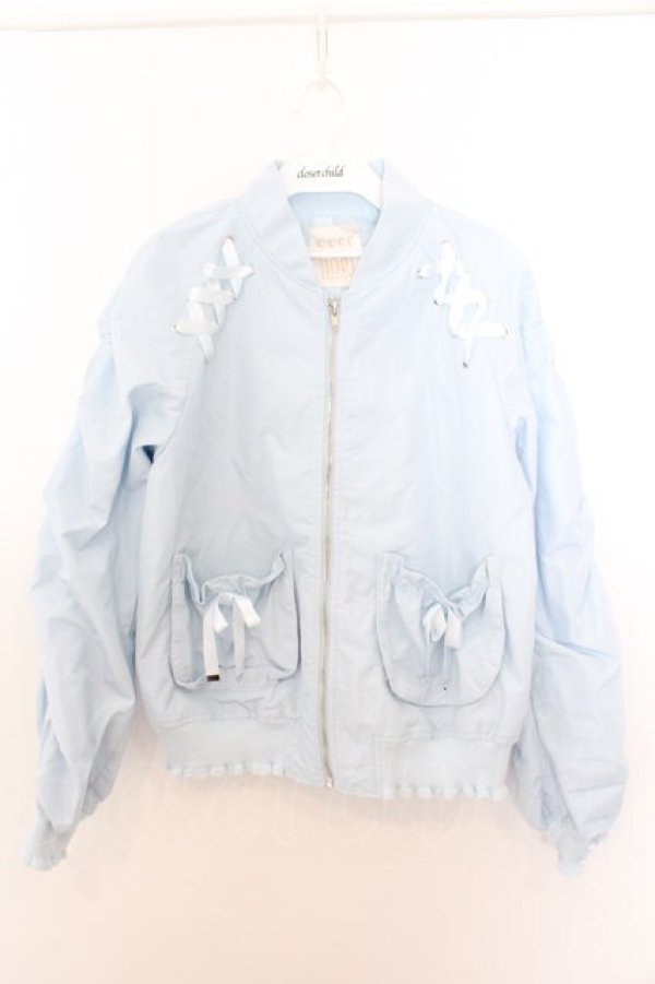 画像1: Secret Honey / ショルダーレースアップブルゾン  サックス O-26-02-18-012-CA-JA-IG-OS (1)