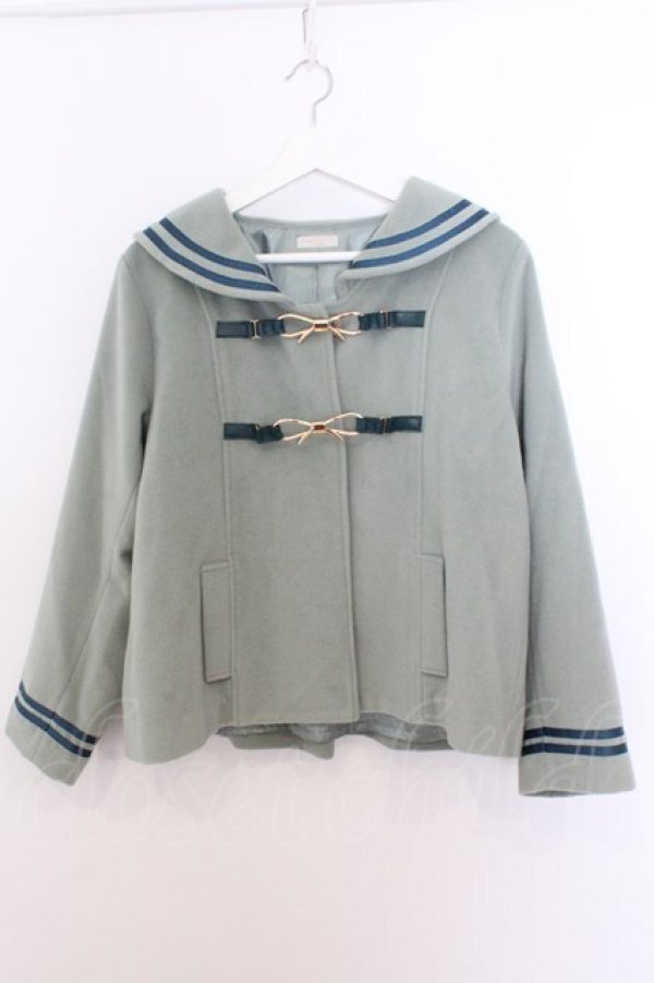 画像1: axes femme POETIQUE / リボンビットセーラーコート  グリーン O-26-02-18-015-AX-CO-IG-OS (1)