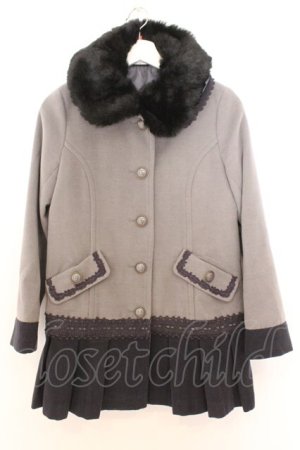 画像: axes femme / プリーツデザインコート M グレー×ネイビー O-26-02-18-017-AX-CO-IG-OS