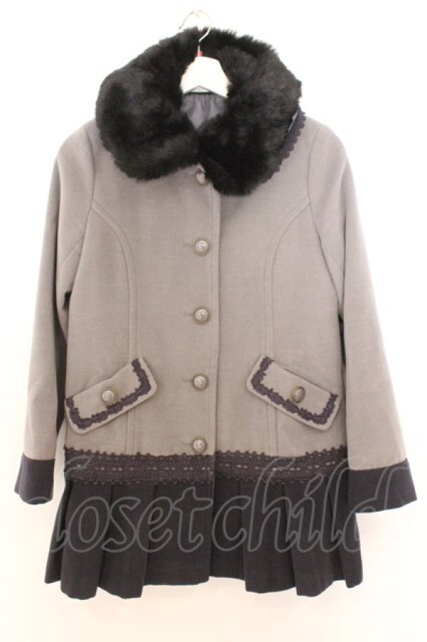 画像1: axes femme / プリーツデザインコート M グレー×ネイビー O-26-02-18-017-AX-CO-IG-OS (1)