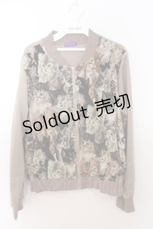 画像: axes femme / 猫柄ゴブランブルゾン  ベージュ O-26-02-18-021-AX-JA-OW-OS