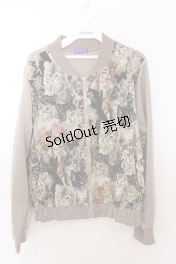 画像1: axes femme / 猫柄ゴブランブルゾン  ベージュ O-26-02-18-021-AX-JA-OW-OS (1)