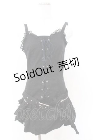 画像: HELL CAT PUNKS / レースアップサイドフリルワンピース S ブラック O-26-02-18-027-PU-OP-OW-OS