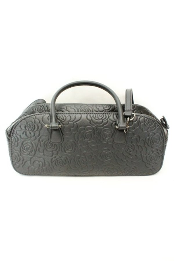 画像1: INGEBORG / カメリア柄型押し２ＷＡＹボストンバッグ  クロ O-26-02-19-038-LO-BG-IG-OS (1)