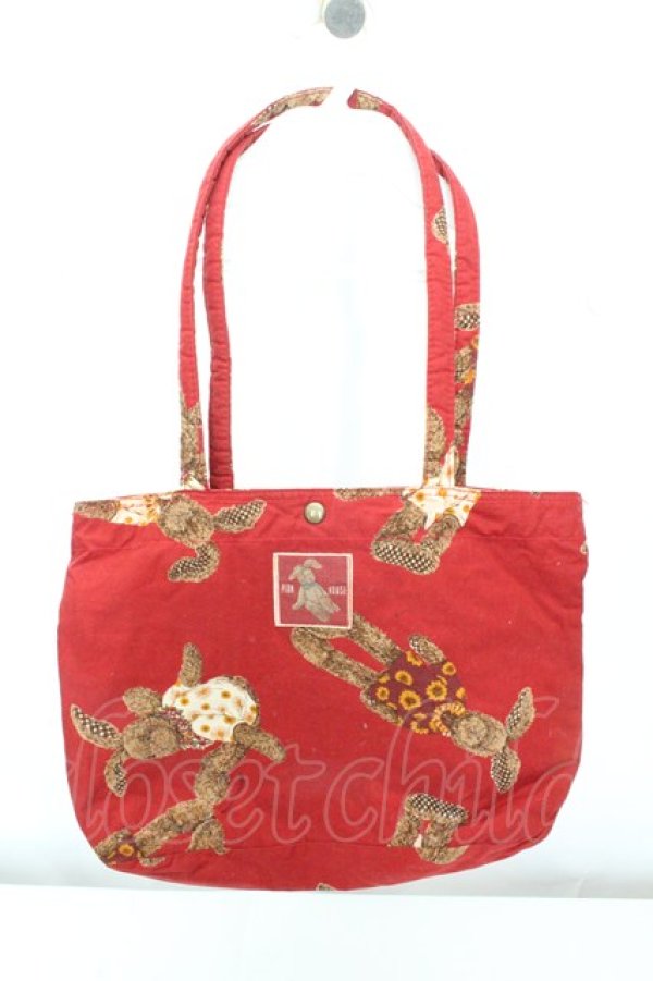 画像1: PINK HOUSE / うさぎプリントトートバッグ  アカ O-26-02-19-006-LO-BG-IG-OS (1)