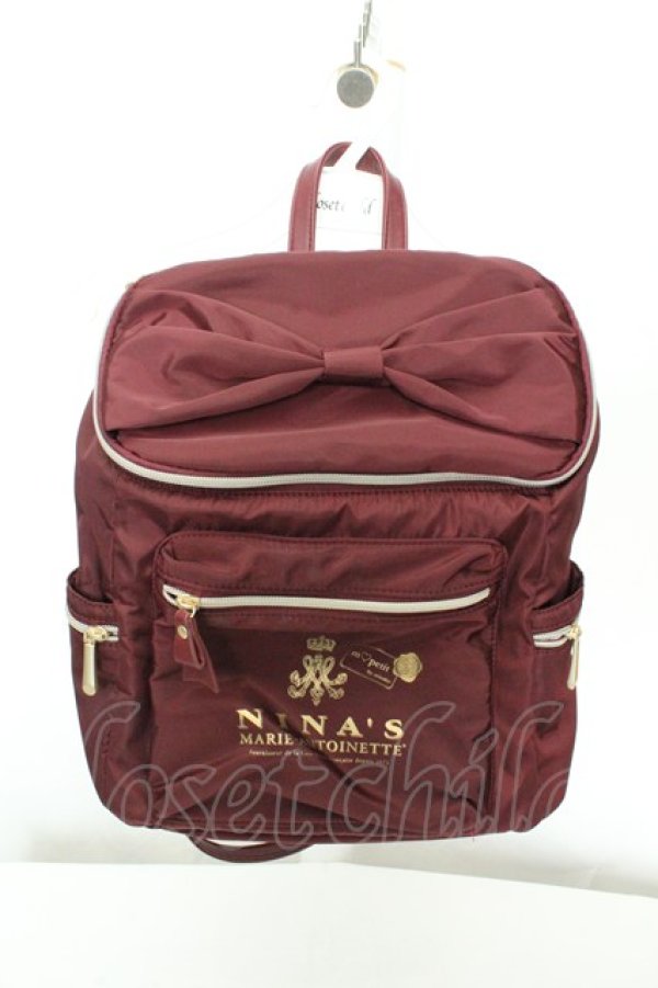 画像1: m petit by misako / NINA’S コラボリボンリュック  ワイン O-26-02-19-068-LO-BG-OW-OS (1)
