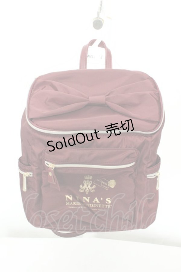 画像1: m petit by misako / NINA’S コラボリボンリュック  ワイン O-26-02-19-068-LO-BG-OW-ZTK039 (1)