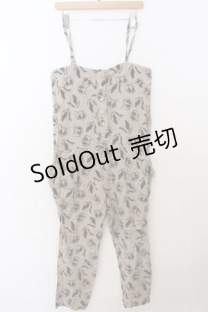 画像: Candy Stripper / 猫柄サロペット 2 ベージュ O-26-02-19-1040-PU-OP-OW-OS