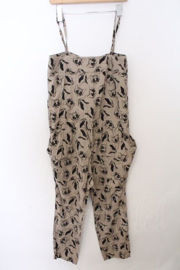 画像2: Candy Stripper / 猫柄サロペット 2 ベージュ O-26-02-19-1040-PU-OP-OW-OS (2)