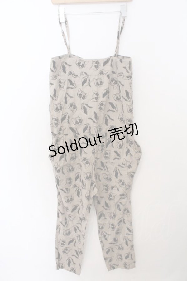 画像2: Candy Stripper / 猫柄サロペット 2 ベージュ O-26-02-19-1040-PU-OP-OW-OS (2)