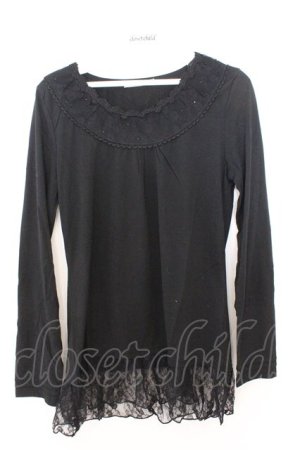 画像: axes femme / レースフリルカットソー M クロ O-26-02-19-1005-AX-TO-OW-OS