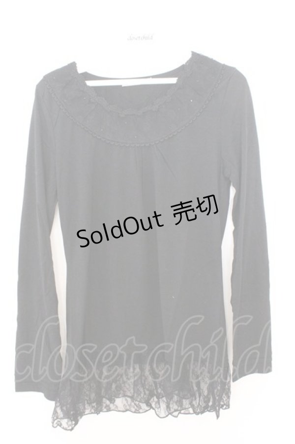 画像1: axes femme / レースフリルカットソー M クロ O-26-02-19-1005-AX-TO-OW-OS (1)