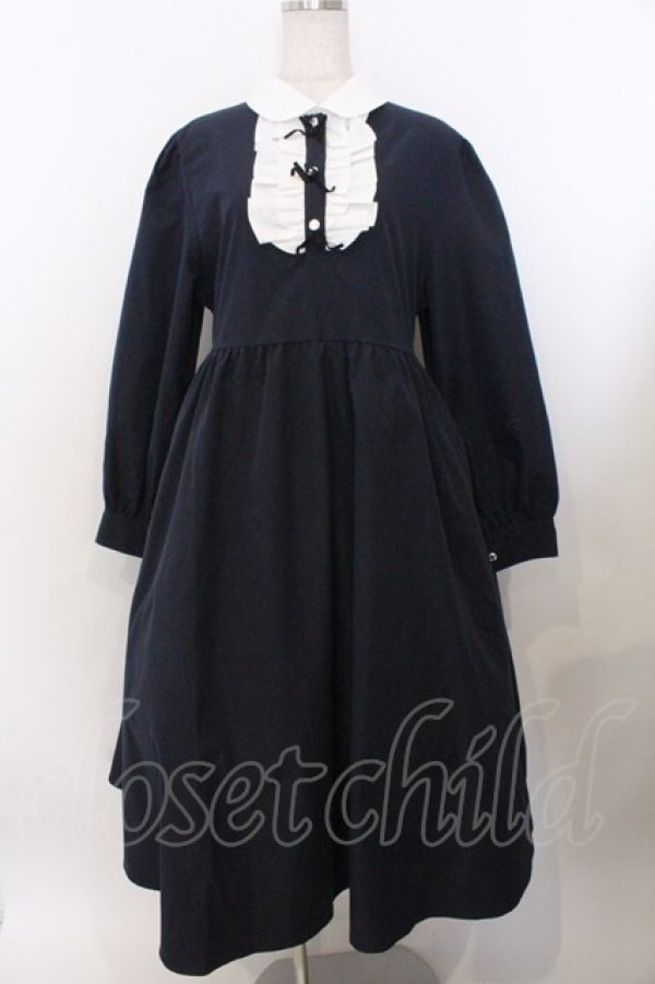 画像1: virally / 星名桜子/クラシックリボンワンピース L ネイビー O-26-02-19-1052-PU-OP-OW-OS (1)