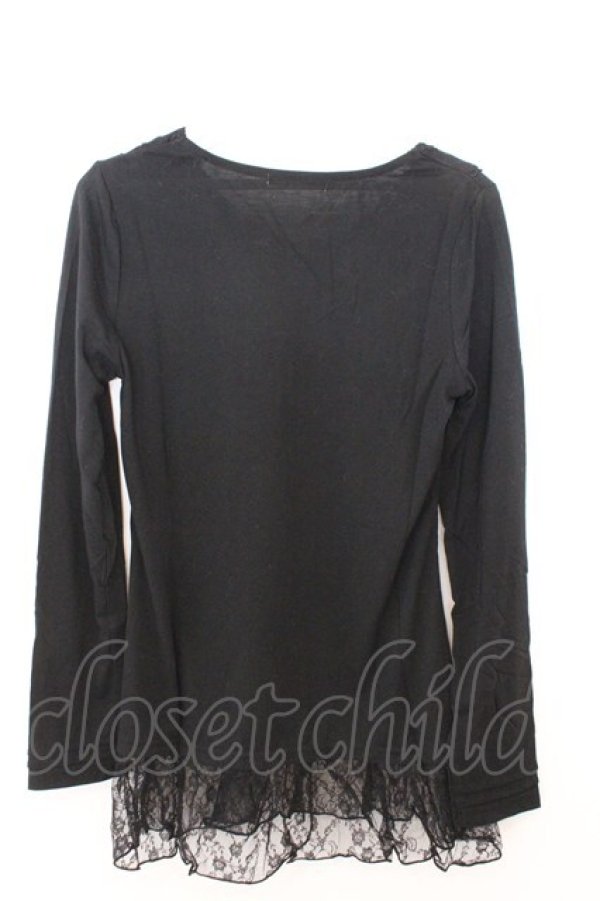 画像2: axes femme / レースフリルカットソー M クロ O-26-02-19-1005-AX-TO-OW-OS (2)