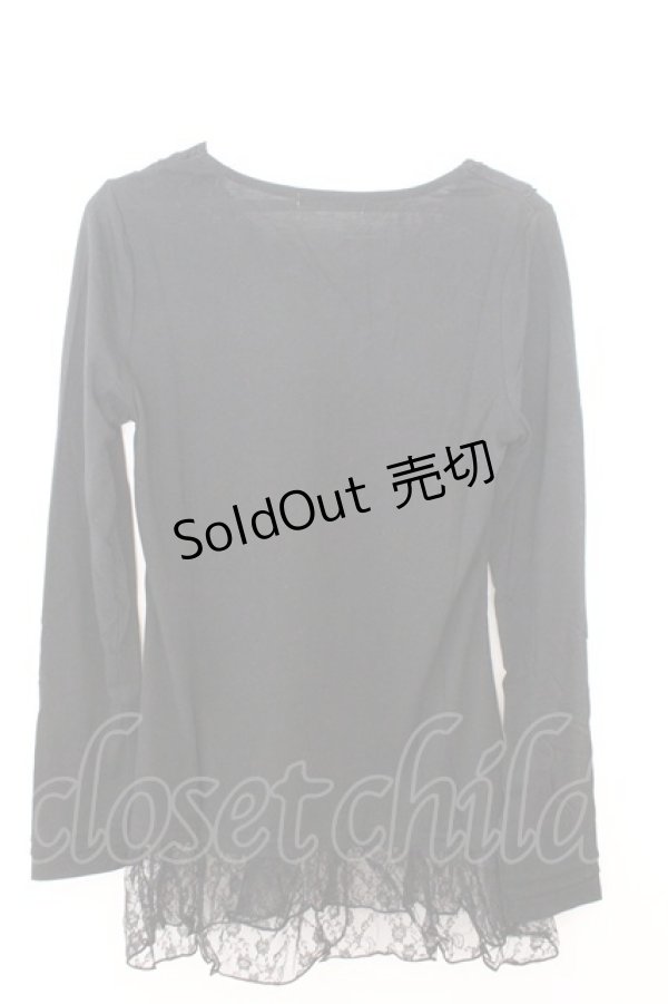 画像2: axes femme / レースフリルカットソー M クロ O-26-02-19-1005-AX-TO-OW-OS (2)