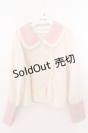 画像: CHIP CLIP / 五月アイ/Cheese Bear/AIピンタックブラウス M アイボリー×ピンク O-26-02-19-1056-PU-BL-OW-OS