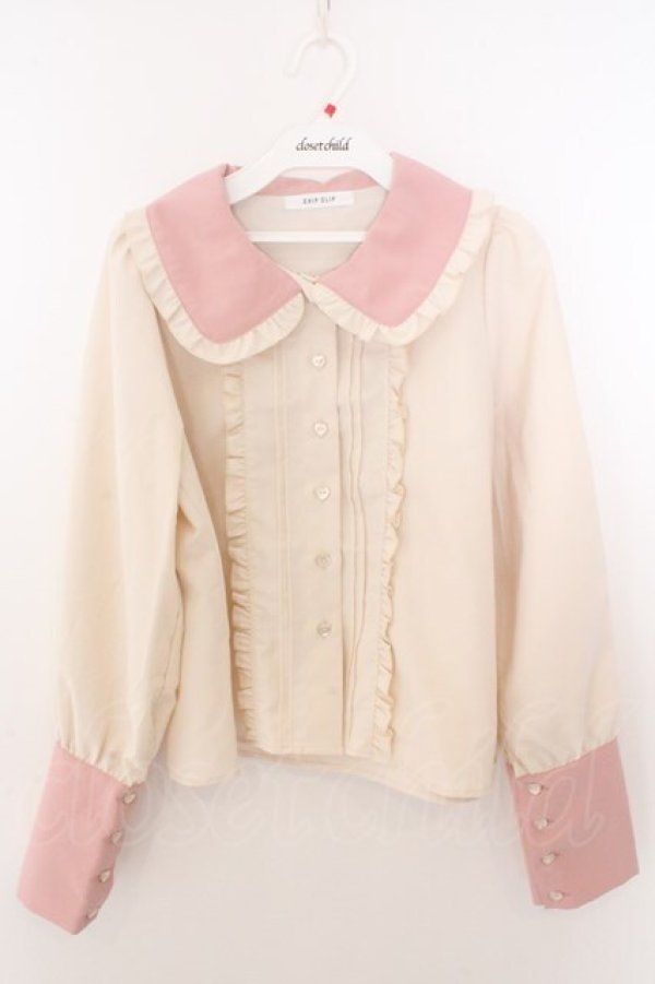 画像1: CHIP CLIP / 五月アイ/Cheese Bear/AIピンタックブラウス M アイボリー×ピンク O-26-02-19-1056-PU-BL-OW-OS (1)