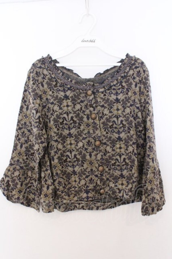 画像1: axes femme / アラベスク風ニットカーディガン M ブルー O-26-02-19-1006-AX-TO-OW-OS (1)