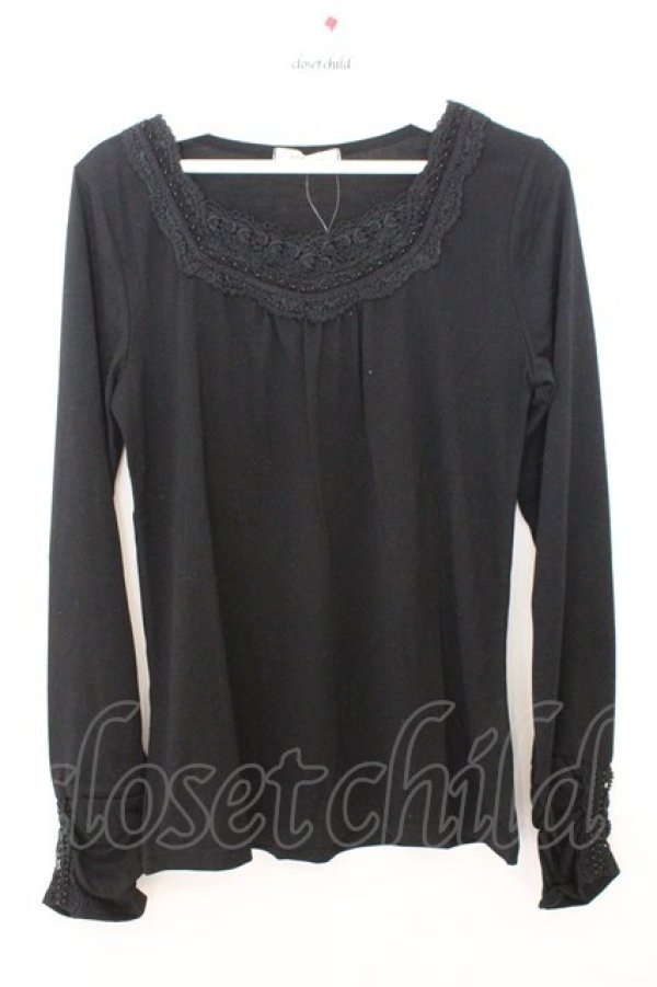 画像1: axes femme / パール使いインナープルオーバー M クロ O-26-02-19-1002-AX-TO-OW-OS (1)