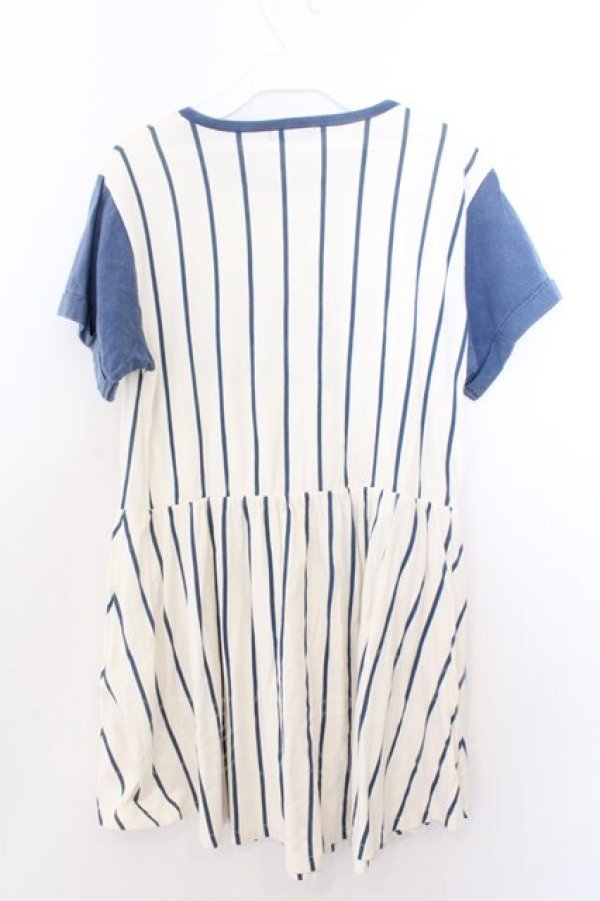画像4: Candy Stripper / ユニフォーム風カットワンピース 2 アイボリー×ブルー O-26-02-19-1022-PU-OP-OW-OS (4)