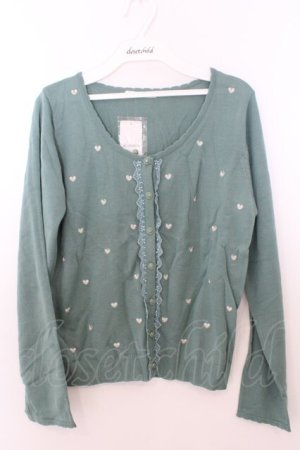 画像: axes femme / ハート刺繍カーデ M グリーン O-26-02-19-1003-AX-TO-OW-OS