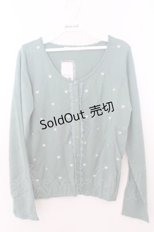 画像1: axes femme / ハート刺繍カーデ M グリーン O-26-02-19-1003-AX-TO-OW-OS (1)