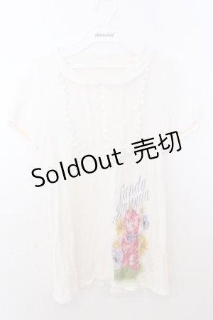 画像: Candy Stripper / ポンポンヨークブラウス風カットソー F ホワイト O-26-02-19-1024-PU-TO-OW-OS