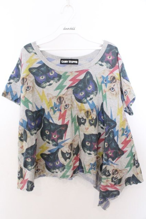 画像1: Candy Stripper / キャットpt変形カットソー 2 グレー O-26-02-19-1025-PU-TO-OW-OS (1)