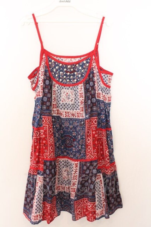 画像1: Candy Stripper / バンダナ柄キャミワンピース 2 レッド系 O-26-02-19-1029-PU-OP-OW-OS (1)