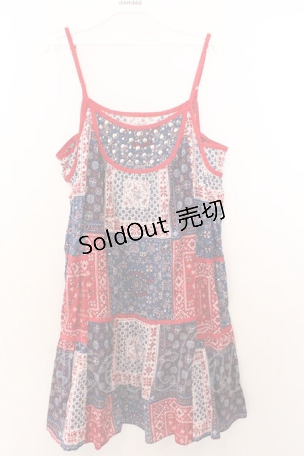 画像1: Candy Stripper / バンダナ柄キャミワンピース 2 レッド系 O-26-02-19-1029-PU-OP-OW-OS (1)